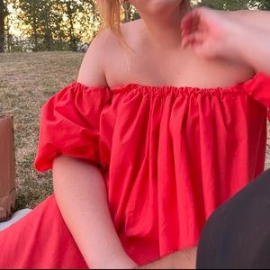 Vintage handmade off the shoulder coral dress